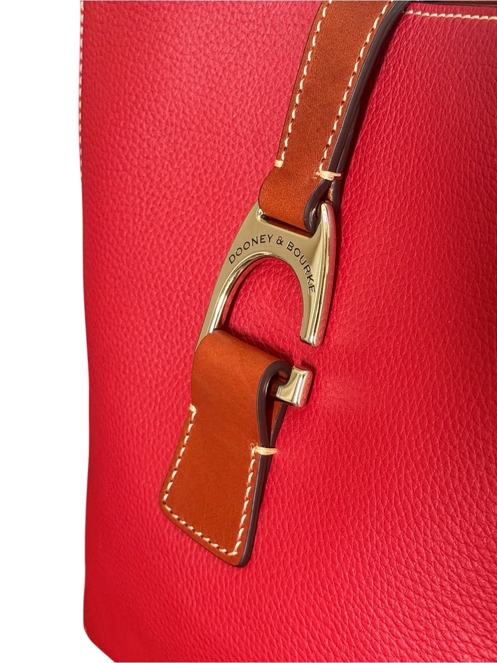 Dooney & Bourke Bridle Red Coral Leather Shoulder Bucket Bag! EUC!! - Picture 9 of 15